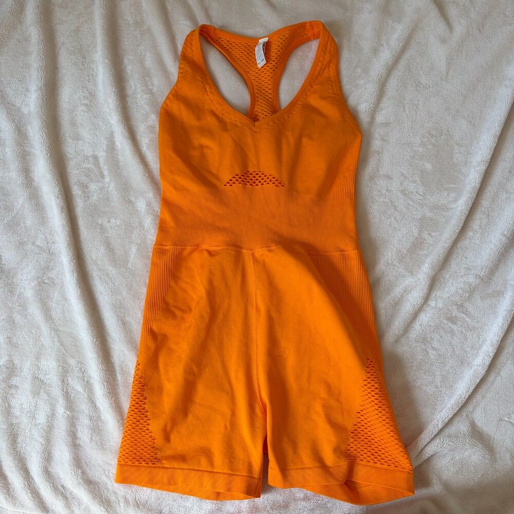 Offline by Aerie Seamless Workout Romper Size Medium Neon Orange